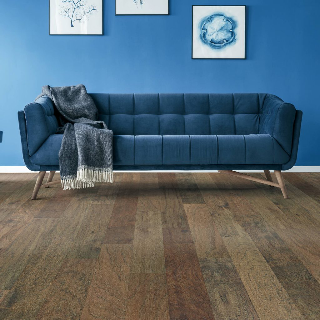 Blue couch on Laminate flooring | All Floors & More